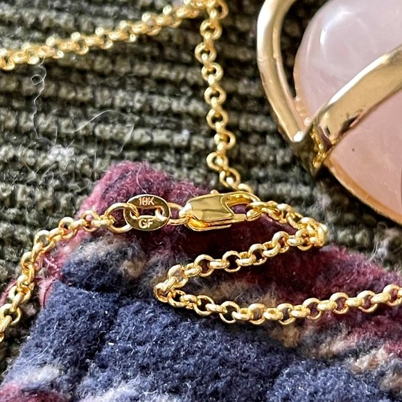 Vtg Necklace 18k Gold Filled with Rose Quarts pendant - Picture 4 of 4